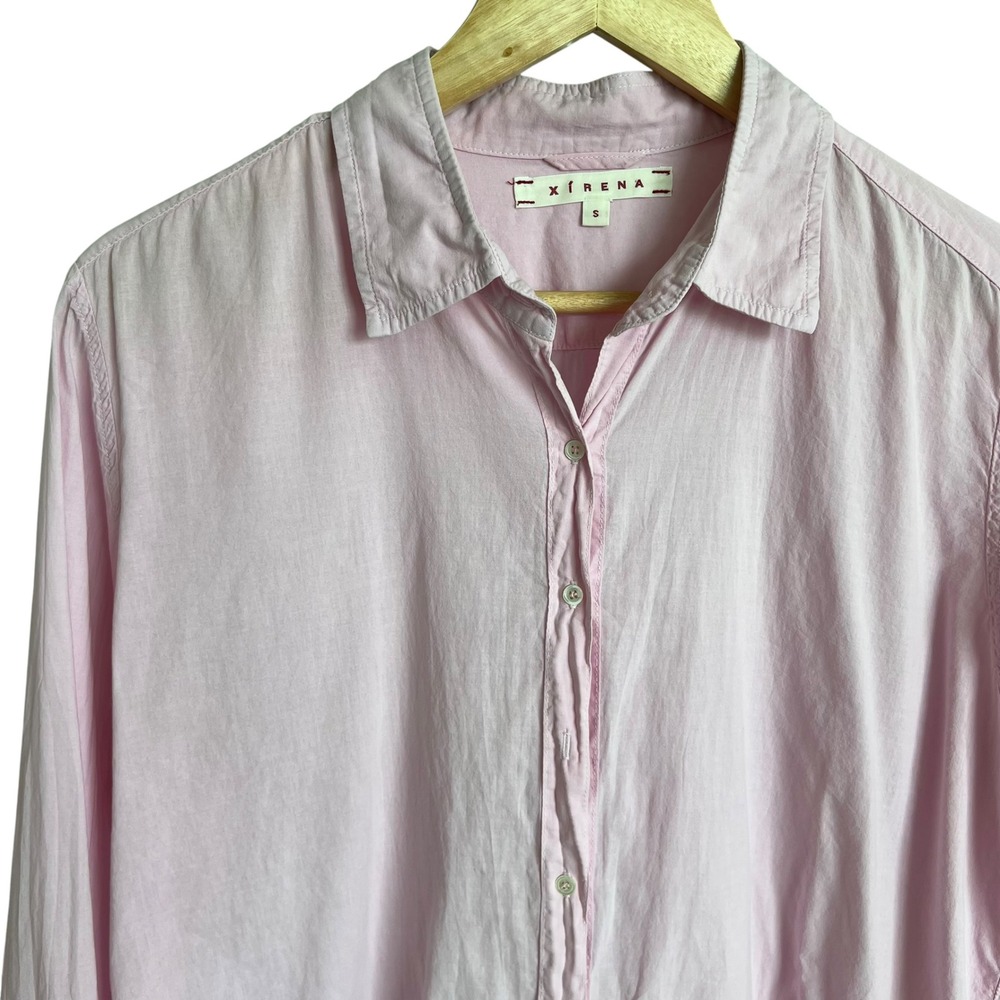 Xirena Pale Light Pink Beau Long Sleeve Button Up Cotton Shirt SZ S Feminine - Picture 3 of 12